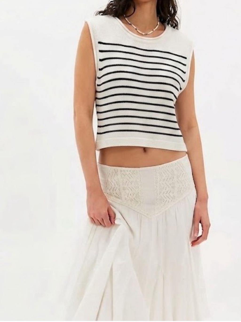 Jessica Simpson Sleeveless Striped Knit Tank White & Black {Medium}